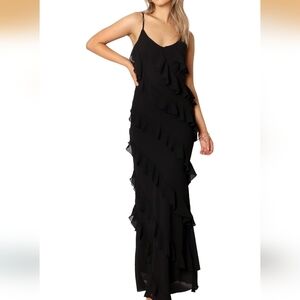 Promesa Black Tiered Ruffle Maxi Dress